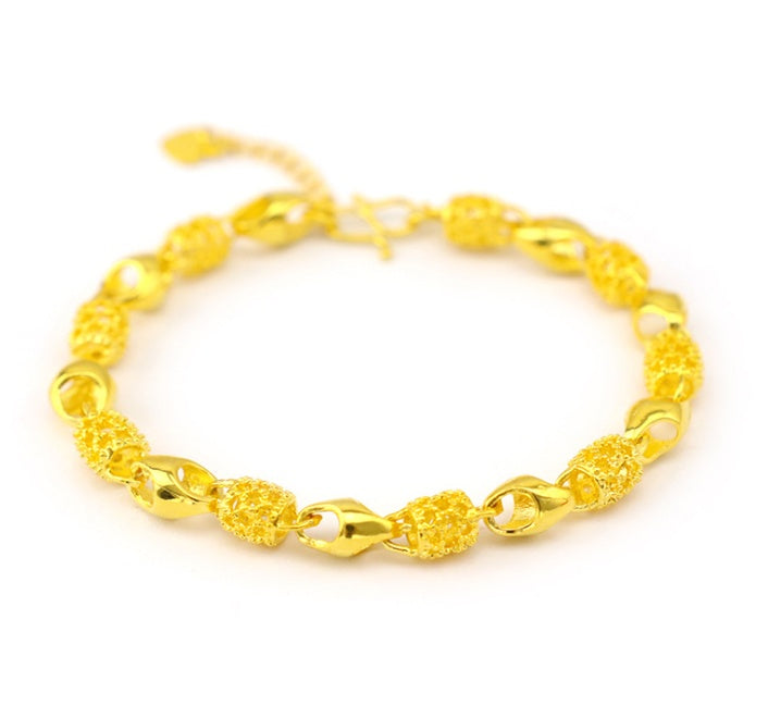 Gold Plated 24K Gold Heart Bracelet For Woman Wedding Christmas Birthday Gift