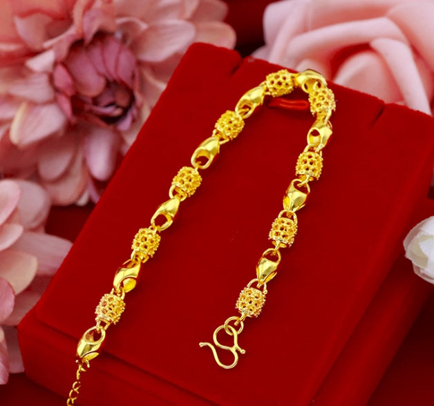 Gold Plated 24K Gold Heart Bracelet For Woman Wedding Christmas Birthday Gift