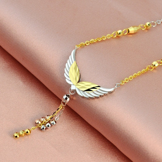 Necklace Female 925 Sterling Silver 18k Gold Plated Angel Tassel Snake Bone Chain Simple Silver Jewelry