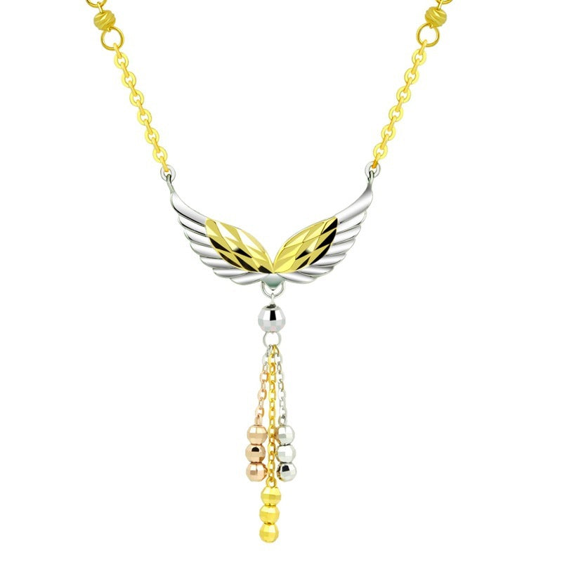 Necklace Female 925 Sterling Silver 18k Gold Plated Angel Tassel Snake Bone Chain Simple Silver Jewelry
