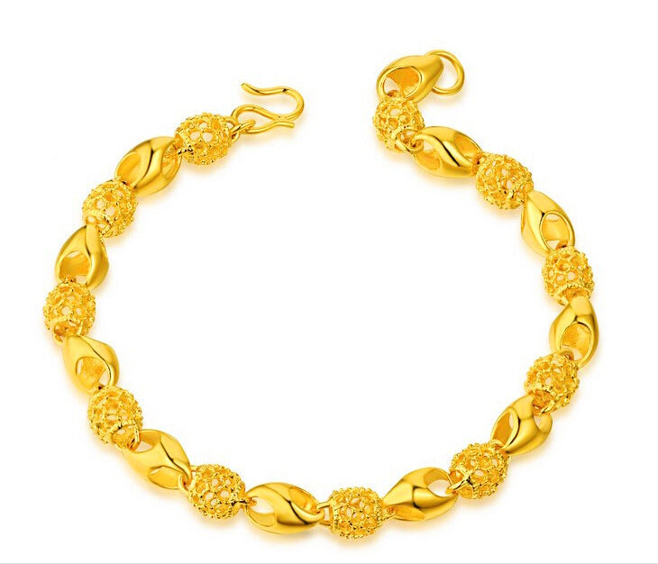 Gold Plated 24K Gold Heart Bracelet For Woman Wedding Christmas Birthday Gift