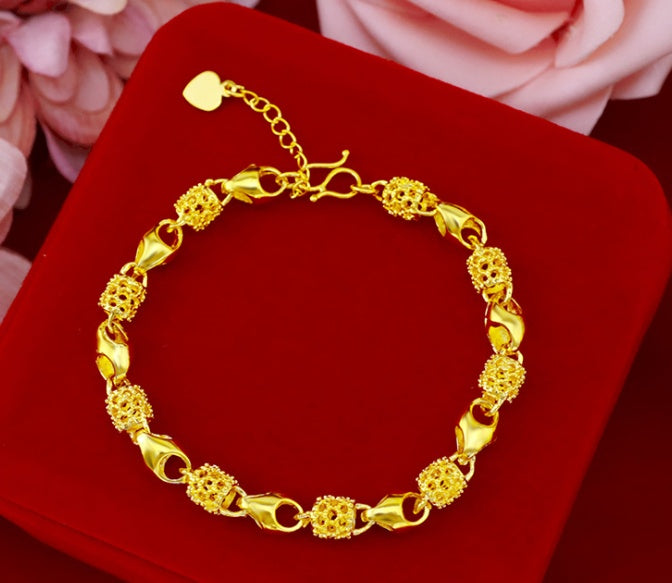 Gold Plated 24K Gold Heart Bracelet For Woman Wedding Christmas Birthday Gift