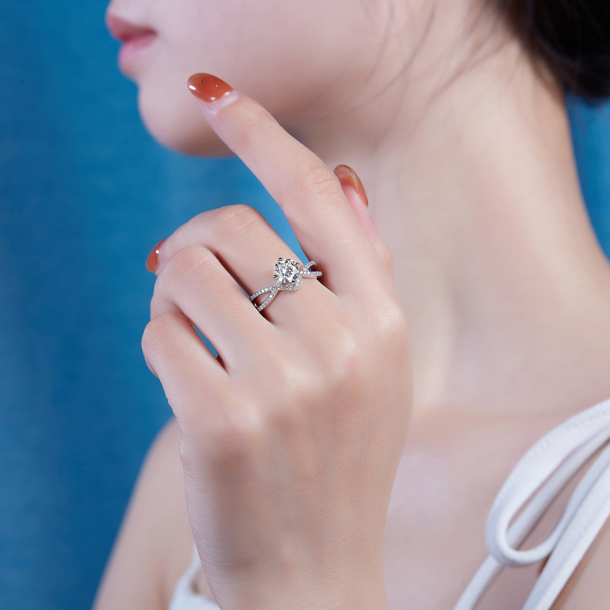 Sacred Vow - A Wedding Ring Set With 2-carat Top-quality Moissan S925 Silver And Platinum-plated Diamond. The Ring Can Be Inspected With A Diamond Pen