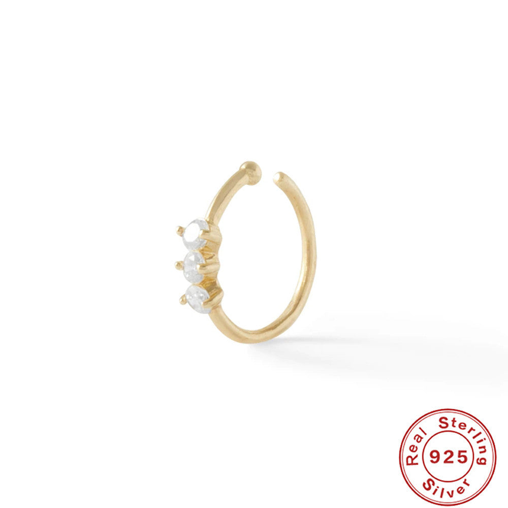 Sterling Silver Diamond Body Piercing Jewelry Nose Ring