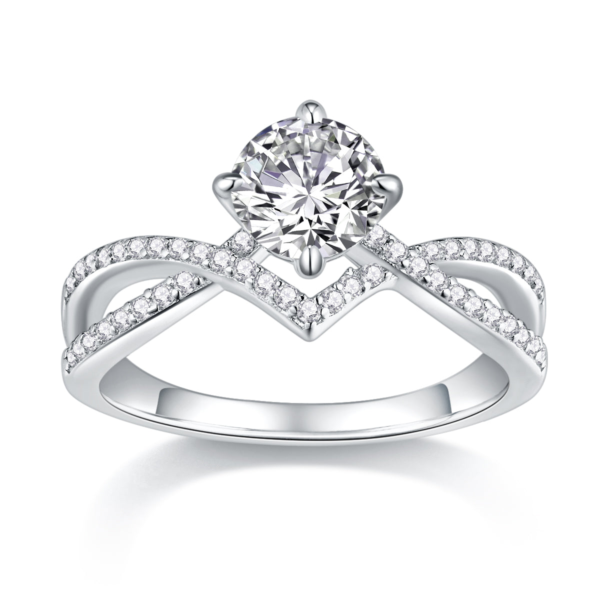 Sacred Vow - A Wedding Ring Set With 2-carat Top-quality Moissan S925 Silver And Platinum-plated Diamond. The Ring Can Be Inspected With A Diamond Pen