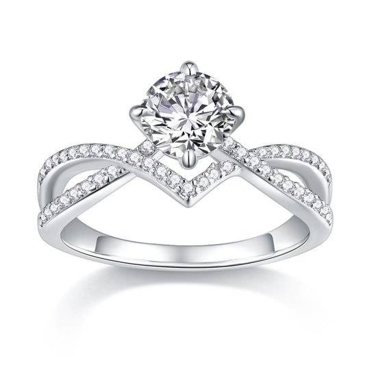 Sacred Vow - A Wedding Ring Set With 2-carat Top-quality Moissan S925 Silver And Platinum-plated Diamond. The Ring Can Be Inspected With A Diamond Pen