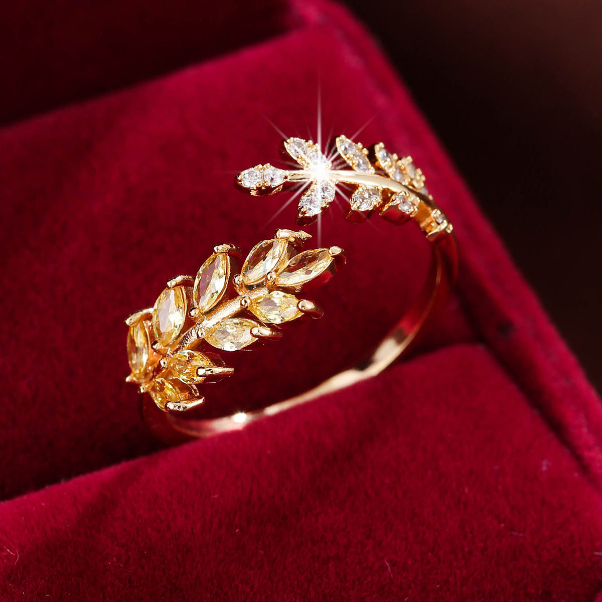 Simple Fashion Creative Leaf Wheat Ring